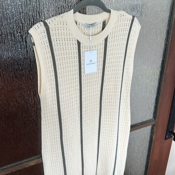 Anine Bing - Lanie Dress in Ivory and Army Green Stripe size Large NWT - Picture 6 of 10